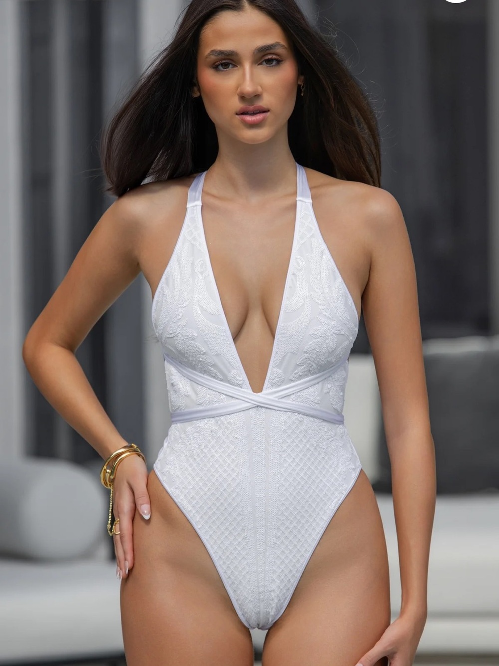 Bikini Crush Maison one piece Shimmer Blanc S NWT
